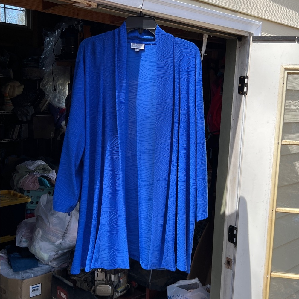 Women's Size Medium "JM Collection" Blue Cardigan Sweater Jacket Top SEXY ❤️ ❤️
